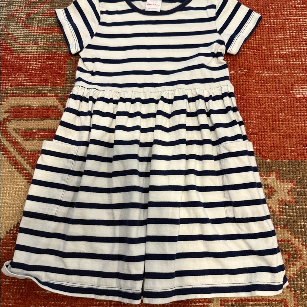 Hanna Andersson Navy and White Striped Dress